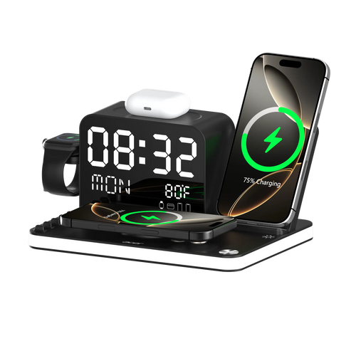 7 in 1 Wireless Charging Station | Fast Charger with Night Light & Clock