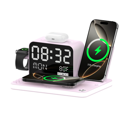 7 in 1 Wireless Charging Station | Fast Charger with Night Light & Clock