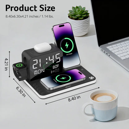 7 in 1 Wireless Charging Station | Fast Charger with Night Light & Clock