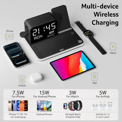 7 in 1 Wireless Charging Station | Fast Charger with Night Light & Clock