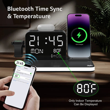 7 in 1 Wireless Charging Station | Fast Charger with Night Light & Clock