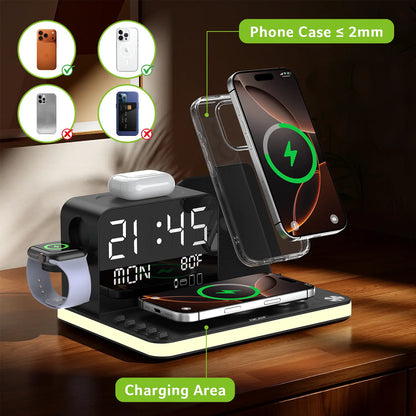 7 in 1 Wireless Charging Station | Fast Charger with Night Light & Clock