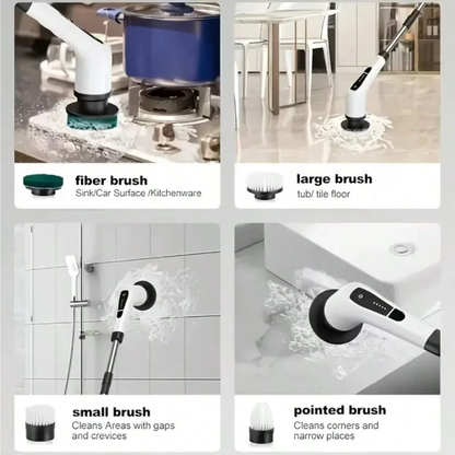 Electric Spin Scrubber with 9 Brush Heads, 2 Speeds & Extendable Handle