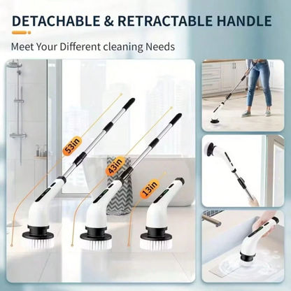 Electric Spin Scrubber with 9 Brush Heads, 2 Speeds & Extendable Handle