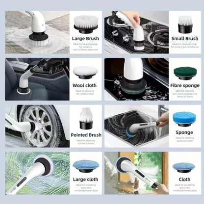 Electric Spin Scrubber with 9 Brush Heads, 2 Speeds & Extendable Handle