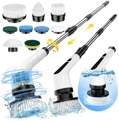 Electric Spin Scrubber with 9 Brush Heads, 2 Speeds & Extendable Handle